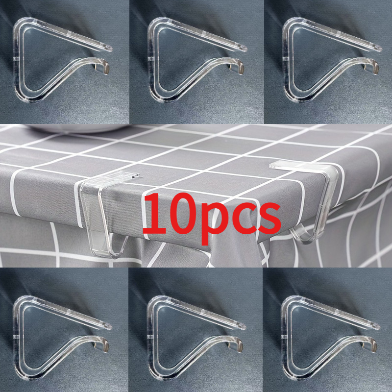 10pcs pack clear plastic tablecloth clips suitable for indoor outdoor use transparent table holders with hold for parties weddings picnics banquets free table for office events no residue