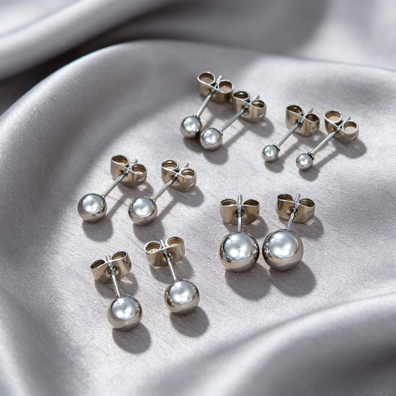 5 Pairs Minimalist Classic Round Ball Stud Earrings, Unisex