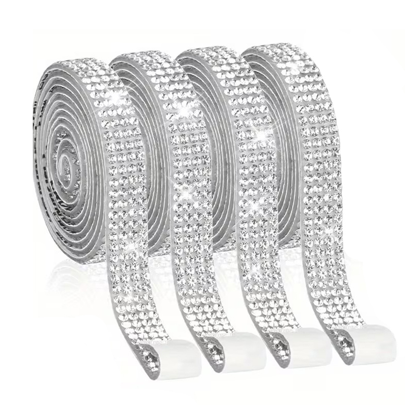 TEMU 4 Rolls (50cm Per Roll) - Self-adhesive Rhinestone Stickers - Suitable For Weddings, Parties, Cars, Phones, Mirrors, Jewelry, Home Decor - Craft