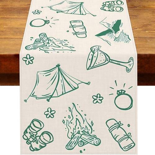 item picture 1pc textured camping bachelorette party decorative table runner pre wedding green bridal shower camping wedding party home kitchen dining table decor 13x36 13x72 13x108 inches