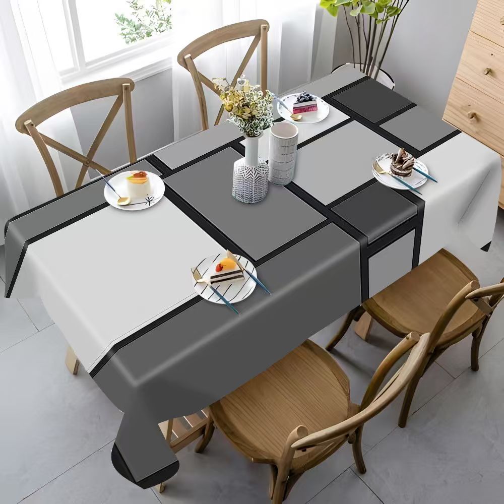 TEMU 1pc Easy Geometric Pattern Easy European Style Pattern Tablecloth Square Table Runner Home Tablecloth Dining Tablecloth Holiday Party Decoration