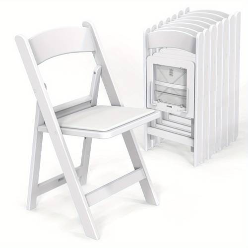 1 2 4 8 pack resin folding chairs with cushioned seats foldable plastic chair with comfortable padded seats outdoor indoor event party weddings bbqs camping white black folding chairs for patio balcony picnic kitchen dining