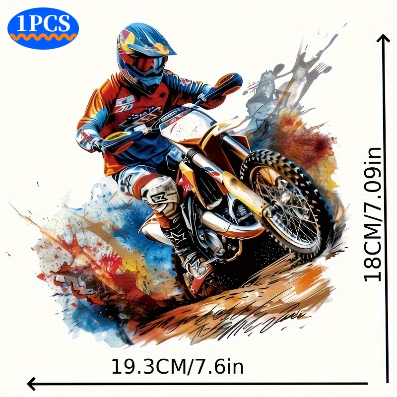 1pc-motorcycle Rider Heat Transfer Stickers, Ironing Decals For Clothing, T-shirt Making, Pillow Decoration, Clothing Supplies And Stickers Heat Transfer