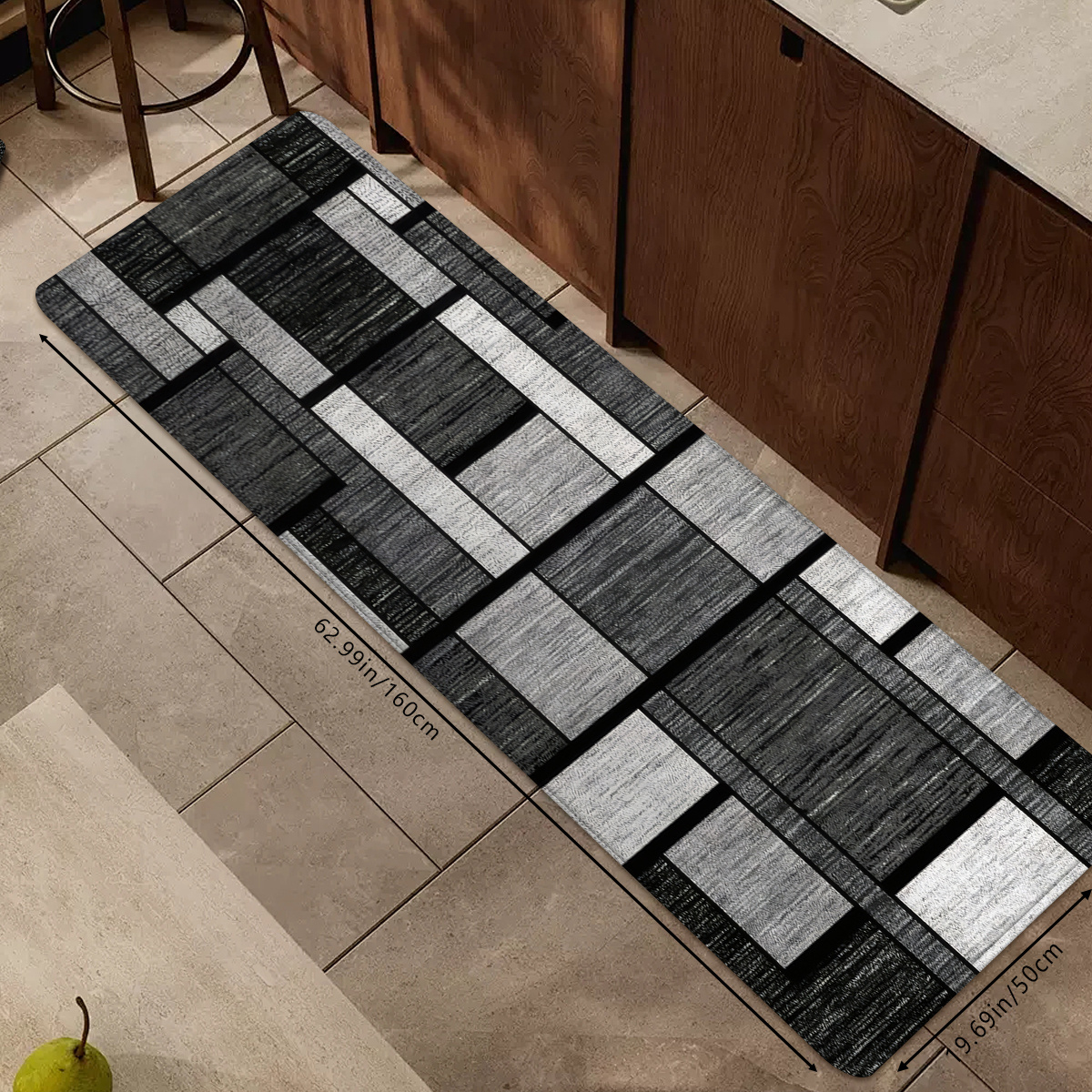 TEMU 1pc Modern Minimalist Geometric Kitchen Mat, Home Decor Hallway Runner Rug, Track Decor Carpet, Non-slip Bottom Mat, Bedside And Sofa Mat,