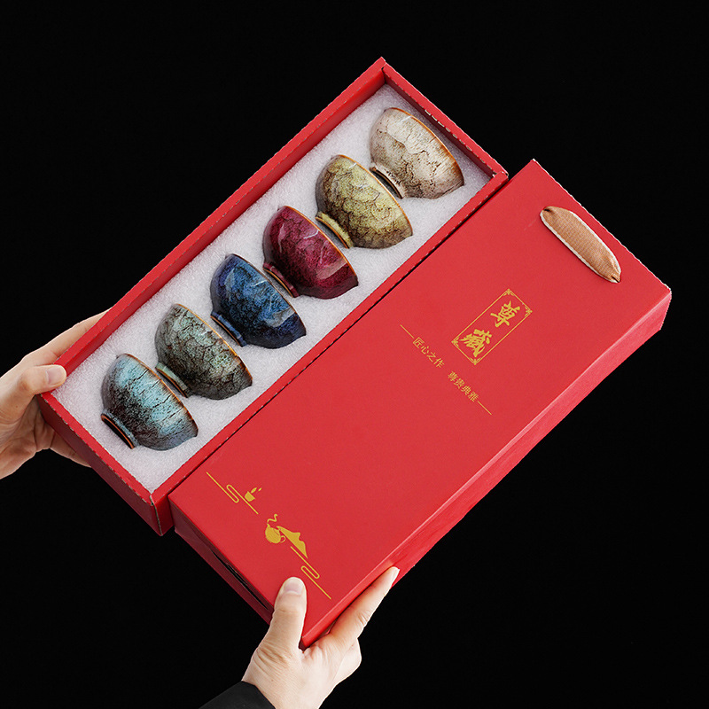 A Set Of 6 Handcrafted Ceramic Teacups, By Kiln , Ideal For Fu Tea. Cups Are Perfect For Home, Office, Restaurants, And Make Gifts For Tea Enthusiasts