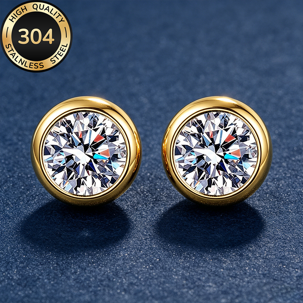 TEMU Pendientes dorados de acero inoxidable 304 de calidad, en oro, hipoalergénicos, resistentes a la decoloración, cómodos y versátiles, fáciles y