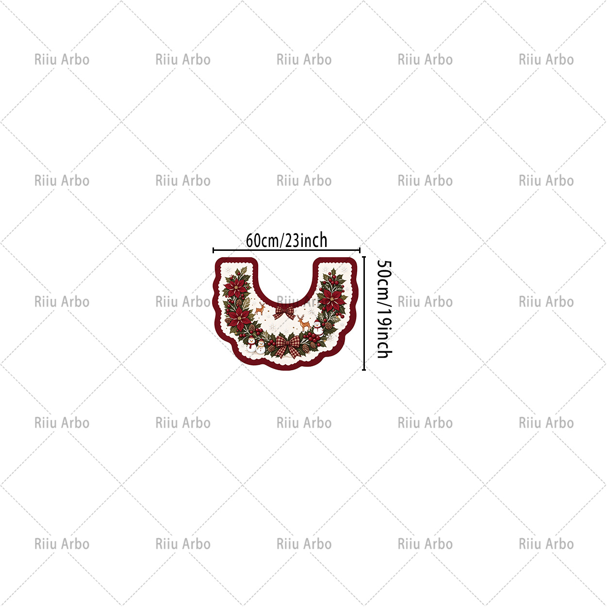 TEMU Point-stitched Bottom Velvet, Thickness 7.5mm, 1pc Christmas U-shaped Toilet Mat, Snowman Reindeer Bow , Bathroom Foot Pad, Toilet Holiday Decor