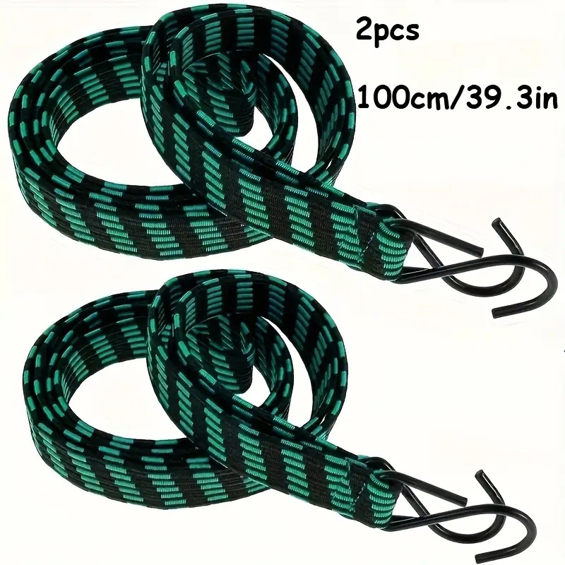 2pcs Heavy-duty Elastic Straps With - 100cm/39.3in Long, Flat Elastic Rope, Durable, Suitable For Trucks, Motorcycles, Bicycles, Carts, Etc., Multi-functional Luggage Straps For Packing/safety