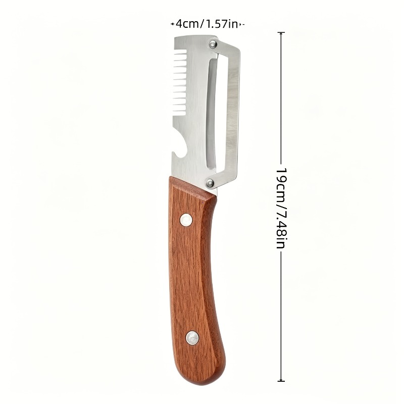 TEMU 1 Pack Heavy Duty Stainless Steel Peeler & Slicer With Wooden Handle & Thickened Blade, Fruit & Vegetable Peeling Slicing Tool, Durable Kitchen