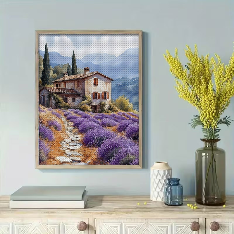 cross stitch printed kit rustic   scene pattern canvas material multiple specifications   ideal for home decoration holiday gift   valley design   craft enthusiasts add artistic charm to spaces