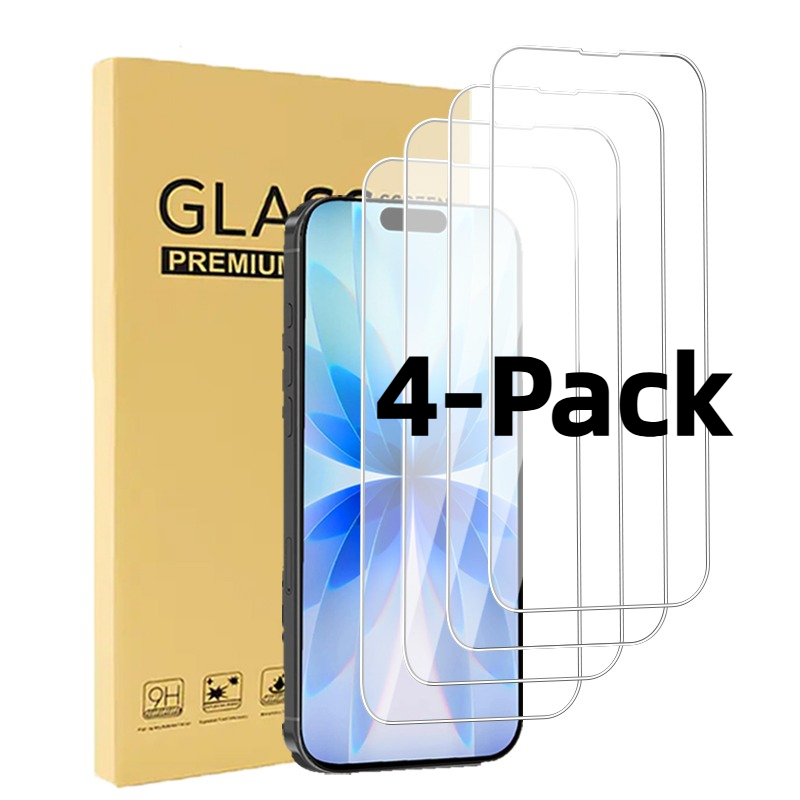 4pcs Pack For Iphone Compatible Screen Protector Suitable For Iphone 17/16/15/14/13/12/11 Pro Max/plus -fit, Fingerprint & Scratch Resistant, Bubble-free Glass With - Technology For Smartphones
