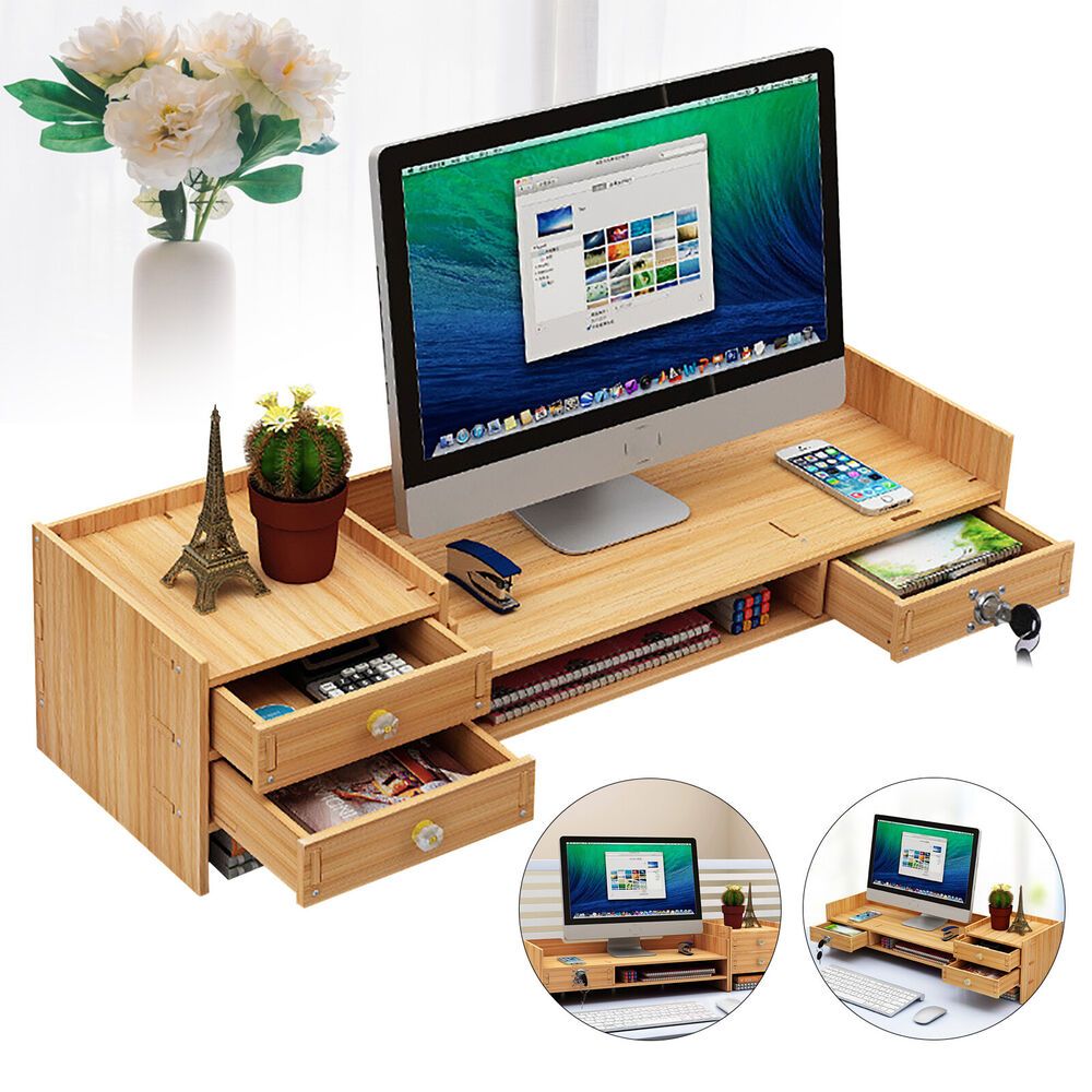 E-shop Schreibtisch-Organizer aus Holz mit Schubladen, Bürobedarf, Computer-Desktop, Tischplatte