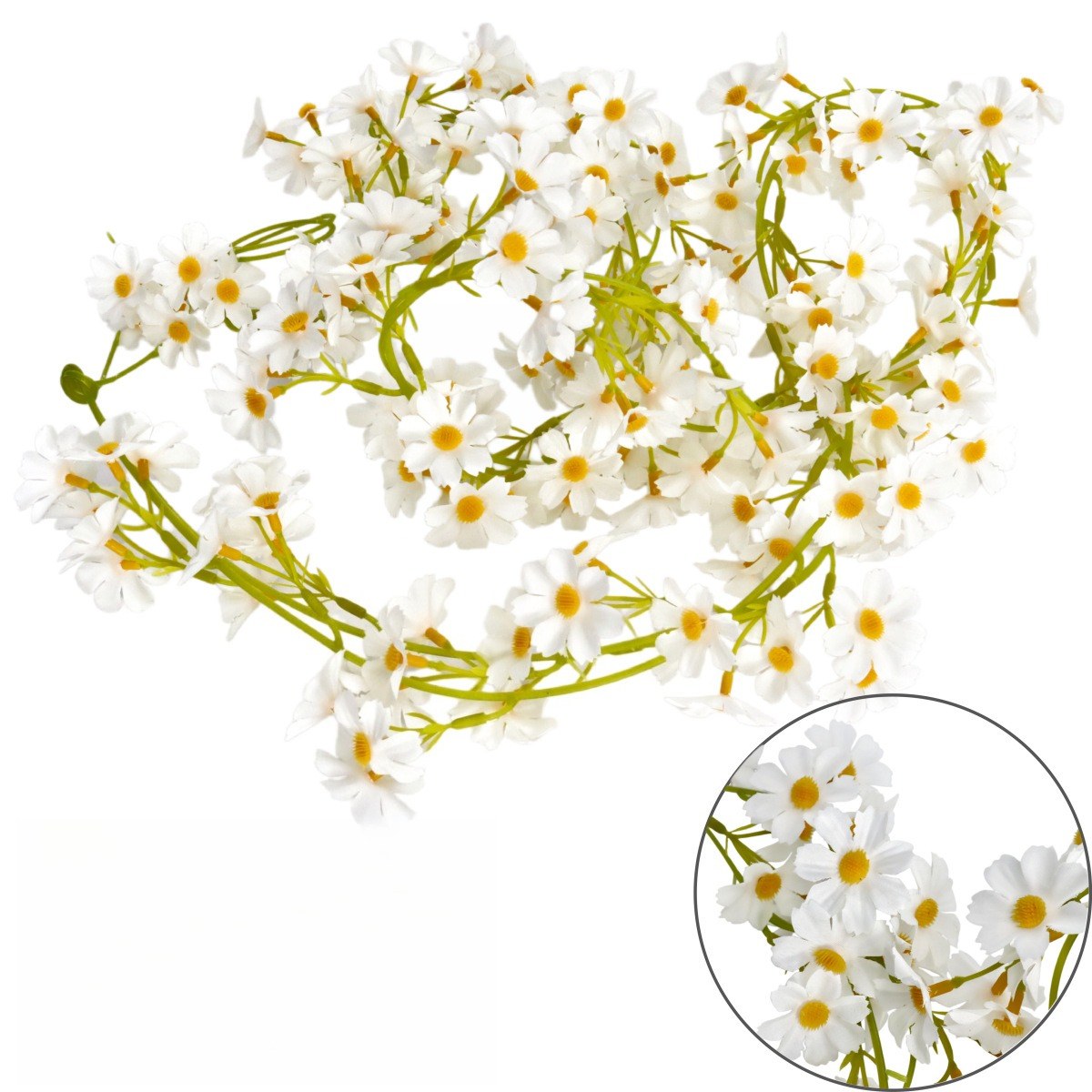 TEMU 2pcs 78.74 Inch Artificial Daisy Flowers Vine Garland Fake Flower, Vine Hanging Ivy White Daisy Flowers For Wall Party Wedding Arch Floral Decor