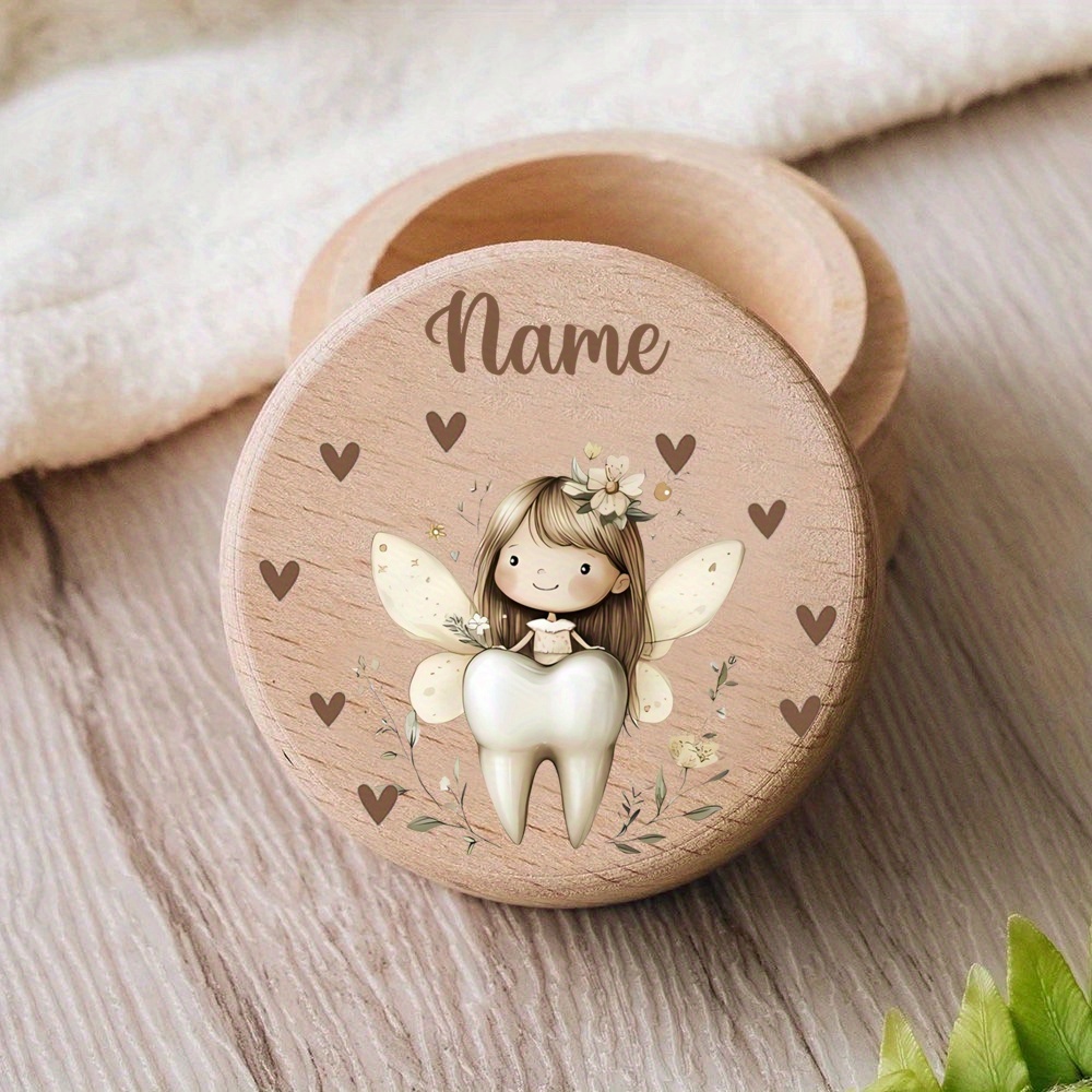 personalisierte zahnbox mit individuellem namen/  – holz-aufbewahrungsbox für  , erstes haar & zahn – taufgeschenk,   für babyparty,  -erhaltungsbox