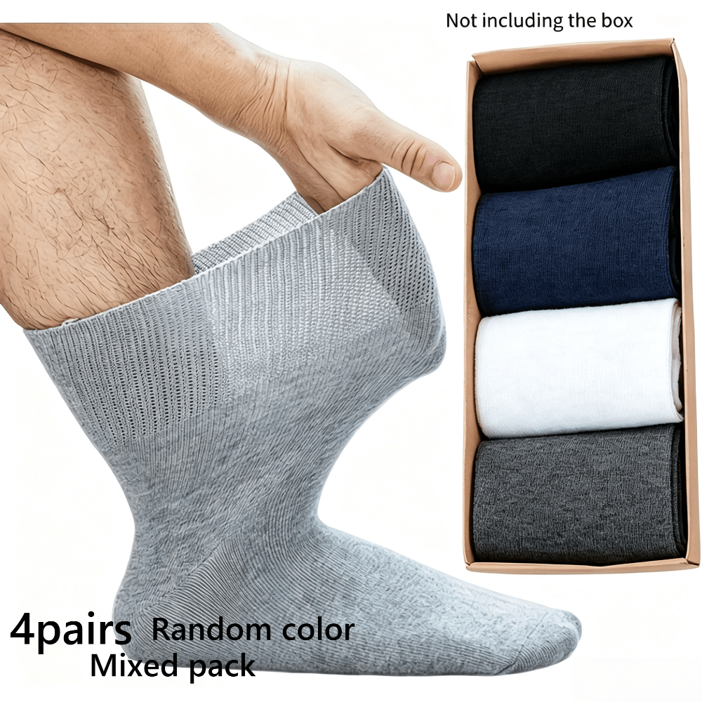 TEMU 4 Calzini Extra-Large | Polsino Ultra-Largo Non Restrictivo | Tessuto e Traspirante, Unisex, Vestibilit� , Taglio , Calze Taglie Forti Non