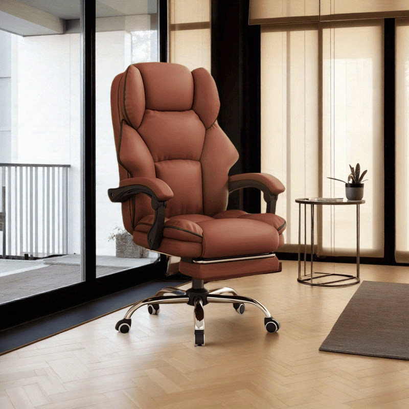 Butaca Ejecutiva Ergonómica con Reposapiés Ajustable - Soporte Lumbar, Cojín de Espuma Viscoelástica - Estructura Metálica Resistente - Para Oficina en Casa, Gaming o Escritorio Profesional - Superficie Fácil de Limpiar - Modelo para Horas Largas, Mueble Contemporáneo y Duradero, Reposabrazos Sostenidos, Ideal para Trabajadores Remotos
