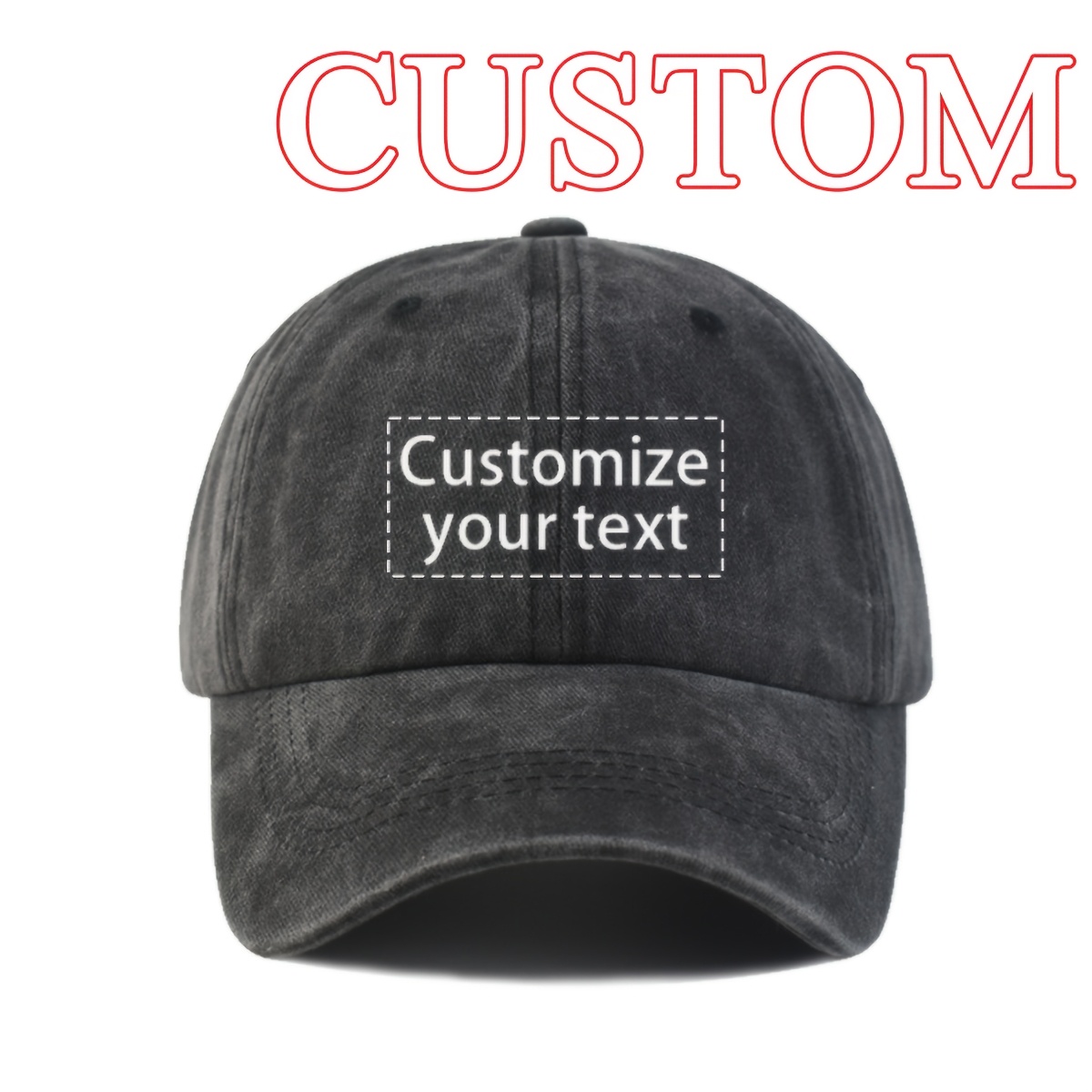 E-shop Personalisierter Custom Hat, anpassbarer Name/Text/Logo, mehrfarbig, weich und bequem, Vintage Distressed Style Unisex Baseball für Outdoor,