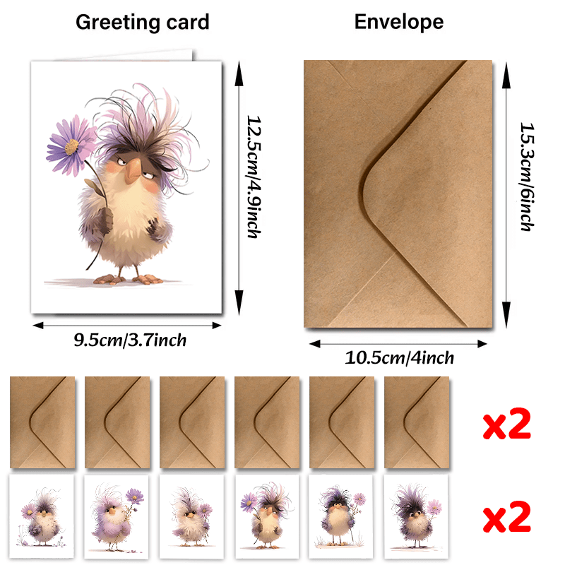 Image of 12/24pcs Valentine's Day Card Set With Envelopes - Perfect For Husband, Wife, Boyfriend, Girlfriend | Anniversary & Birthday Gift | Unique Bird