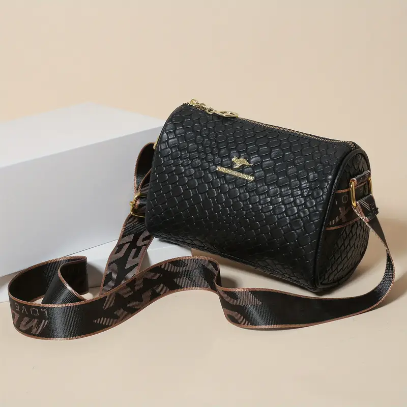 stylish dark brown floral print crossbody bag for women large capacity vintage inspired shoulder handbag with zip closure casual and commuting commuting handbag stylish womens accessory bag details 5