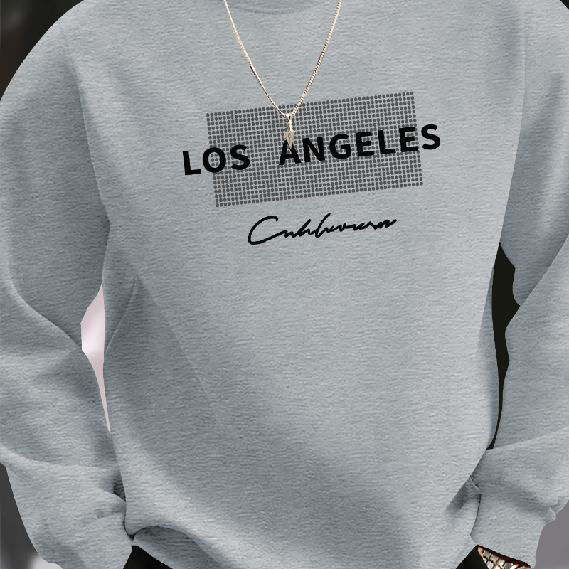 

Los Angeles Print Men's Casual Sweatshirt - Comfortable, Stylish Crew Neck Pullover With Long Sleeves, Fall & Winter