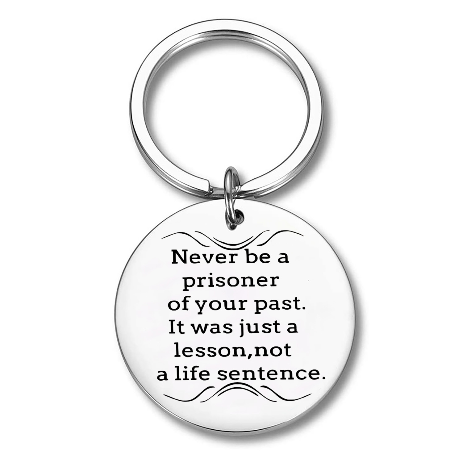 TEMU 1pc Stainless Steel Keychain Inspirational Quote Never Be A Prisoner Of Your Past Motivational Gift For Women Men Encouragement Message Birthday