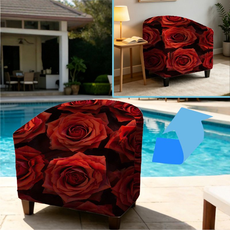 TEMU 1pc Printed Semi-circular Sofa Cover, 2d Flat Print, Protective Cover For Single Sofas In Living Rooms, Bars, And Clubs, Breathable, Non-slip,