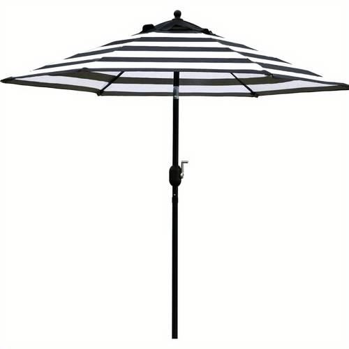 1pc modern 7 5 patio umbrella rectangle outdoor market umbrella with push button tilt crank 6 ribs iron shaft adjustable height hand wash only sun protection for patio use black and white