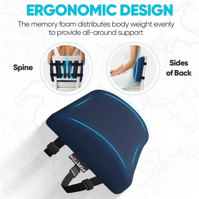 lumbar support cushion back support for office chair and car seat back rest for gaming chair memory foam pillow desk chair cushion breathable washable cover adjustable straps Product details 5
