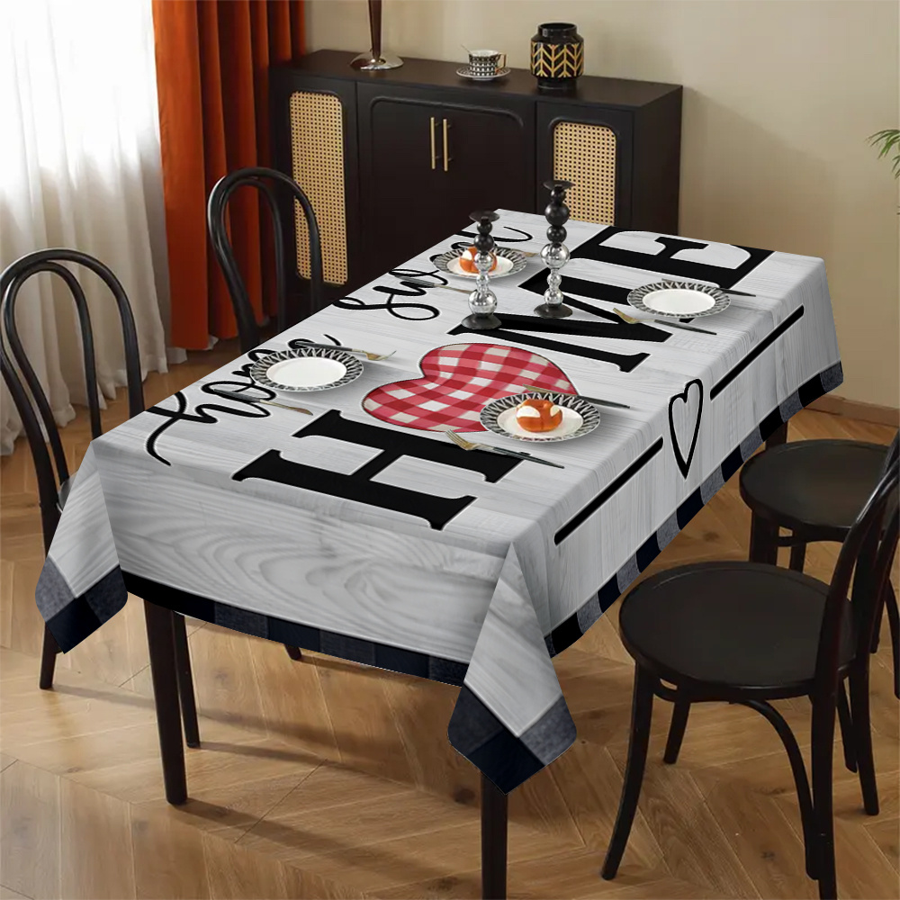 TEMU 1pc Elegant Retro Gray Sweet Wood Grain Pattern Rectangular Tablecloth, Fashionable And , Large Size Tablecloth For Furniture Decoration,