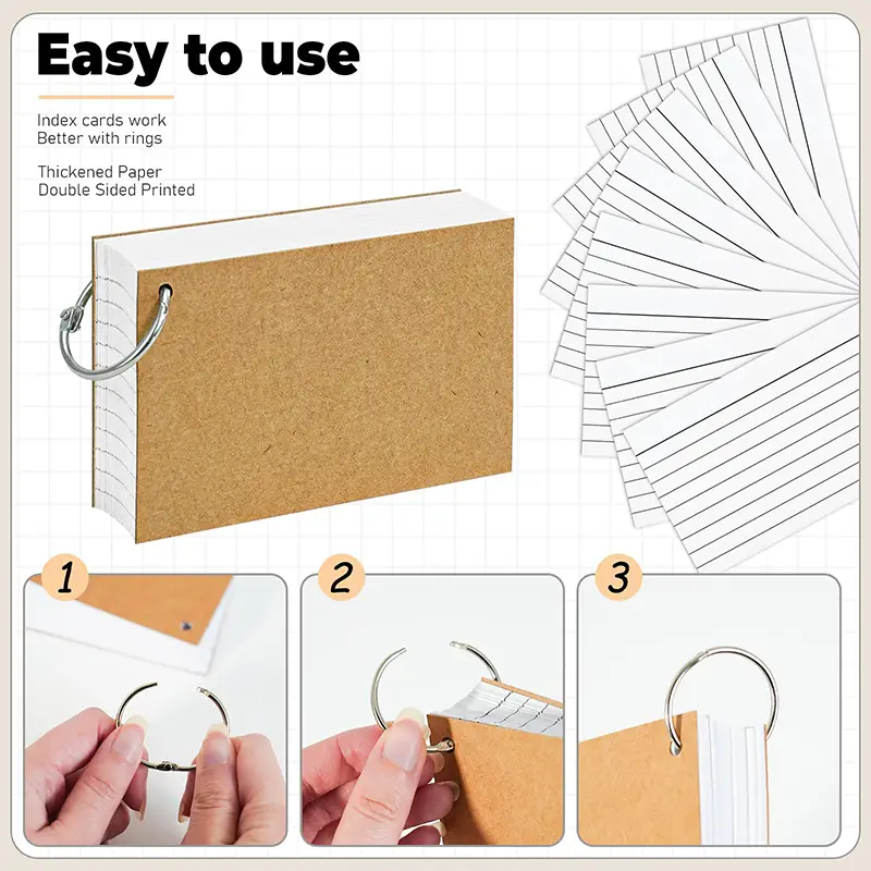 bind index cards 1InTheOffice with Ring 3x5, Flash Cards with Binder Ring, Single Hole Punched Notecards, 65 Cards, 3 Pack : Office Products Modern white Index Cards, Blank and Lined