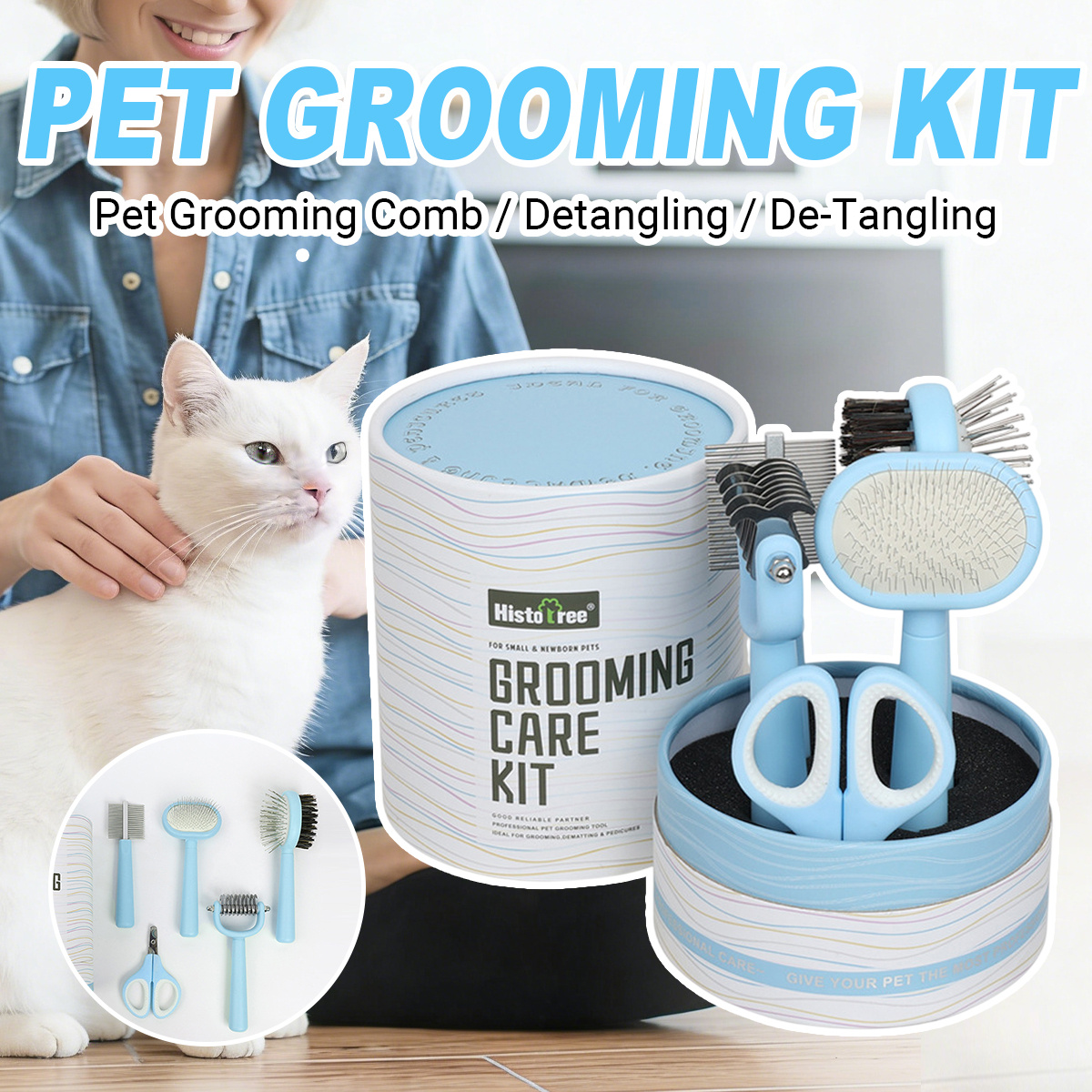 Essential Grooming Set for Small Pets Including a Comb, Brush, And Nail Clippers for Cats And Dogs