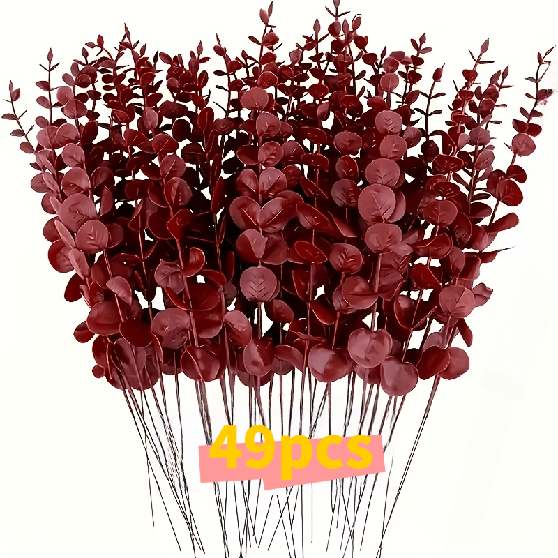 TEMU Bouquet artificiel de 10/49 pièces, feuilles artificielles pour décoration d'intérieur, décoration de mariage, arrangements en vase, fabrication