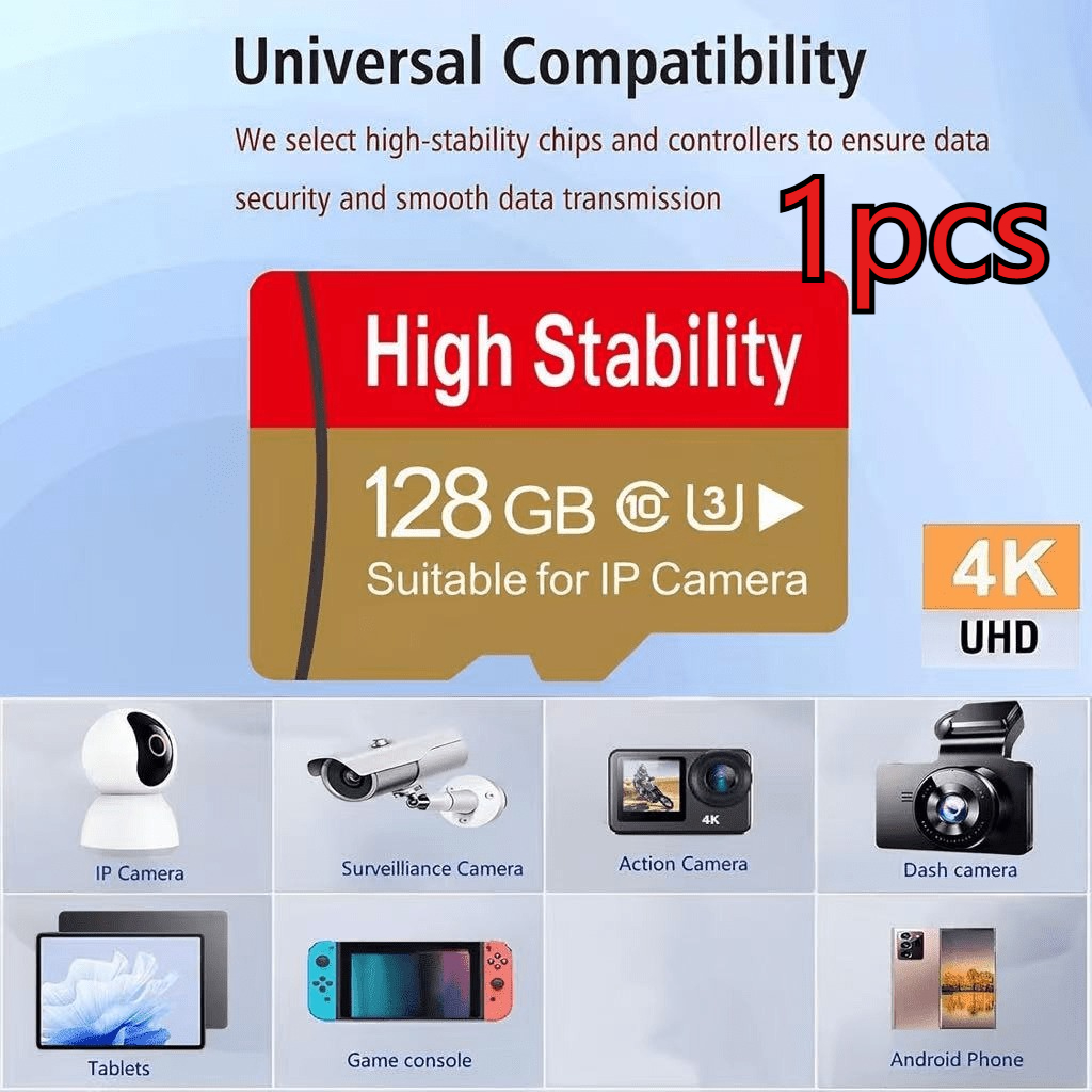 TEMU 1pc 128gb Memory Card, Uhs-i Tf Card, Class 10, Suitable For Cameras/dashcams