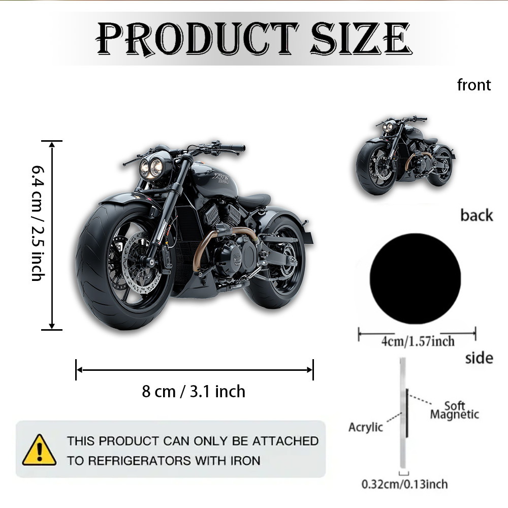 TEMU 1pc 2d Flat Acrylic And Rubber Soft Magnetic Sticker | Futuristic Speed Demon - Stylish Black Aerodynamic Design With Sharp-angle Headlight And