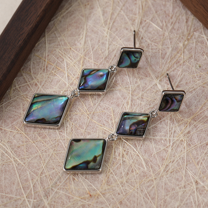 Vintage Bohemian Abalone Shell Pendant Earrings