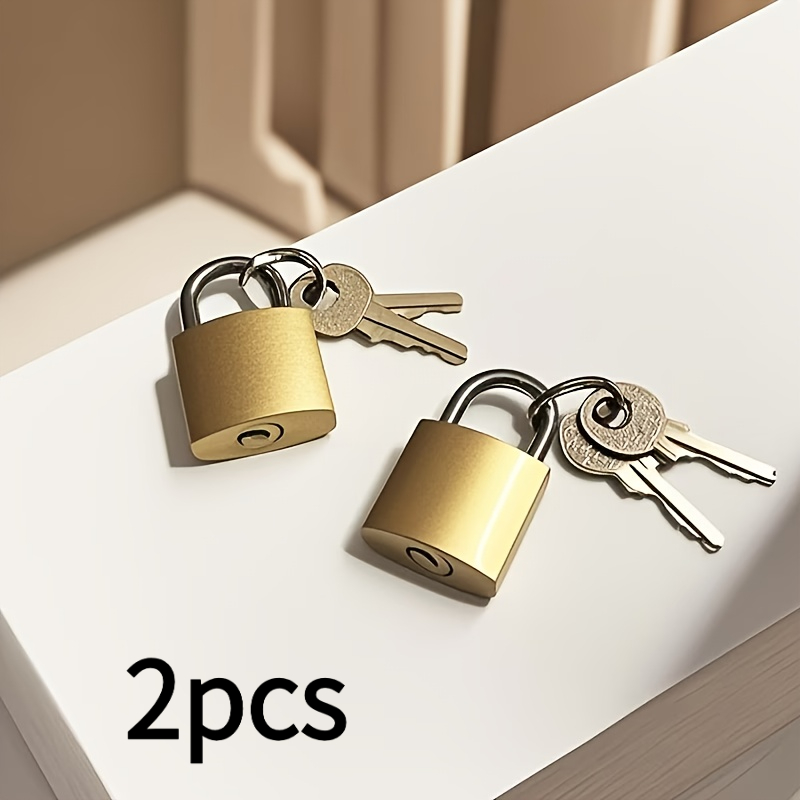 TEMU Lot de 2 cadenas en laiton avec clé (2 cadenas + 4 clés) - Cadenas de sécurité compact , l'extérieur et la protection d'objets de valeur -