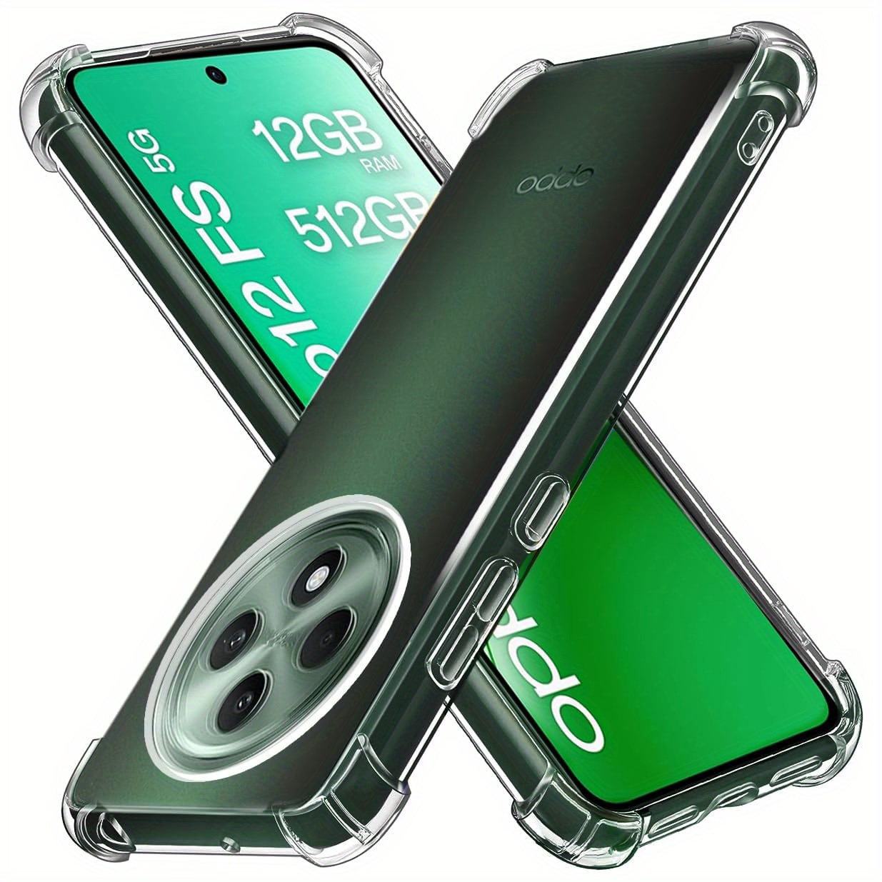 TEMU para teléfono: para Oppo Reno12 FS 5G / Oppo Reno 12 F, Protección Reforzada en Esquinas, Cubierta Transparente Delgada y Flexible con Bumper