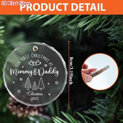 2d flat 2025 first christmas as parents footprints names new parent keepsake dad gift with hanging loop 2025 family tree decoration s name year 2d flat