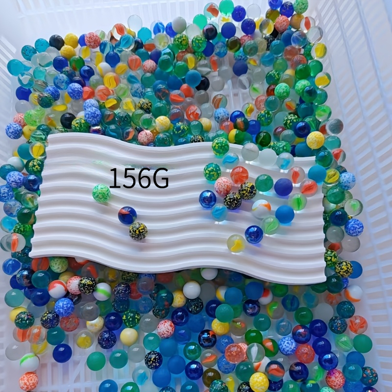 TEMU Lot de 156 billes en verre colorées mélangées aléatoirement - Billes de jeu en verre de différentes couleurs, adaptées pour la décoration