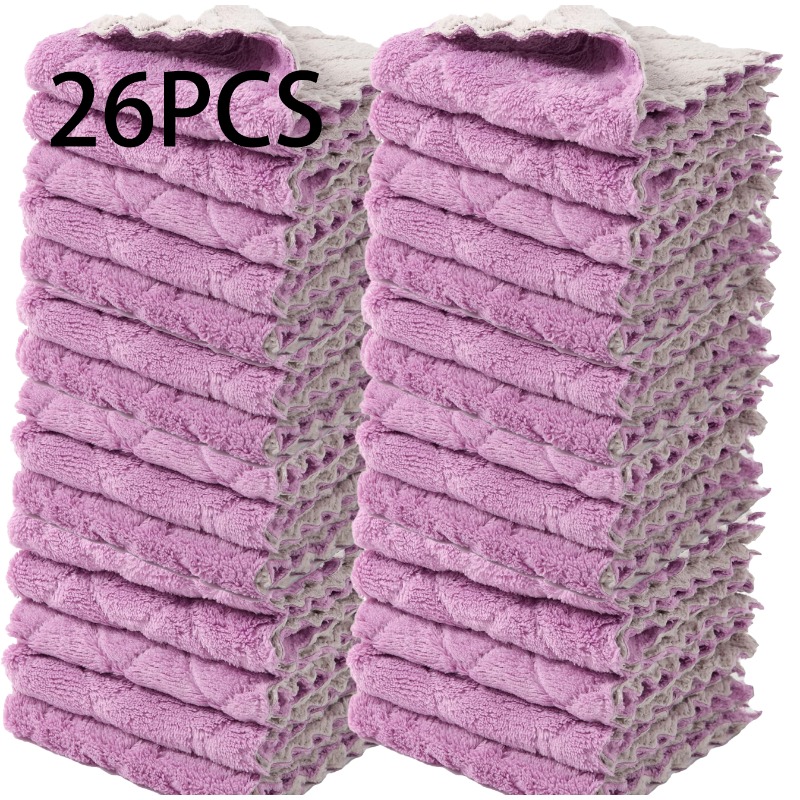 TEMU 26/51 Purple Dishwashing Cleaning Cloth, Purple Double-sided Dishwashing Cleaning Towel, Essential Kitchen Accessory, Super Soft, Durable And