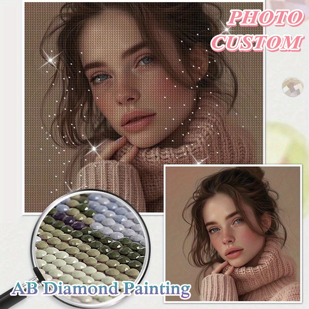 

Peinture de Diamant AB DIY Personnalisée avec Photo, Tailles Multiples, Ronds et Carrés Complèts 5D, Ensemble de Mosaïque en Strass Brodé, Cadeau , Personnalisez Vos Propres Photos, Décoration Maison