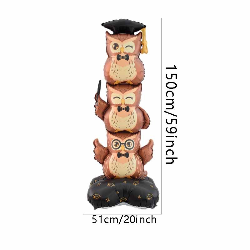 Image of 1pc Of 59-inch Matte Standing Owl Balloon, Perfect For Graduation-themed Parties, Suitable For Indoor And Outdoor Decoration During Graduation Season