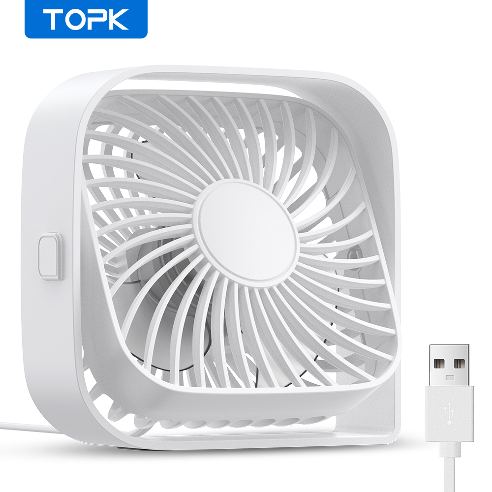 Topk Mini Usb Desk Fan, 3-speed Small Personal Cooling Fan, 360° Rotatable, Quiet & Compact For Office Home Table And Desktop