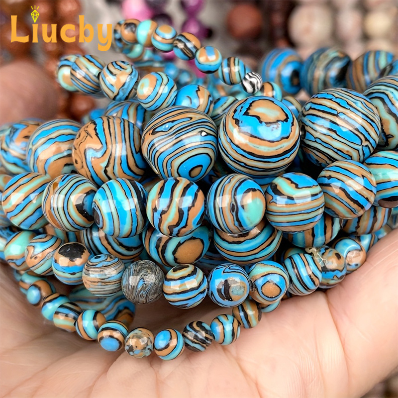 TEMU Malachite Natural Stone Round Handmade Beads Diy Traditional Earrings Necklace 15" Strand 4/6/8/10/12mm For Jewelry Making