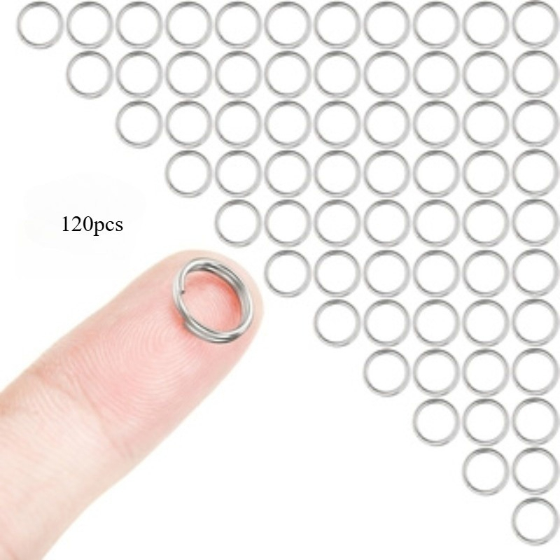 TEMU 120 Pezzi Mini Portachiavi Argentati a Anello, Non Sbiadiscono, 6Mm Non Deformabili