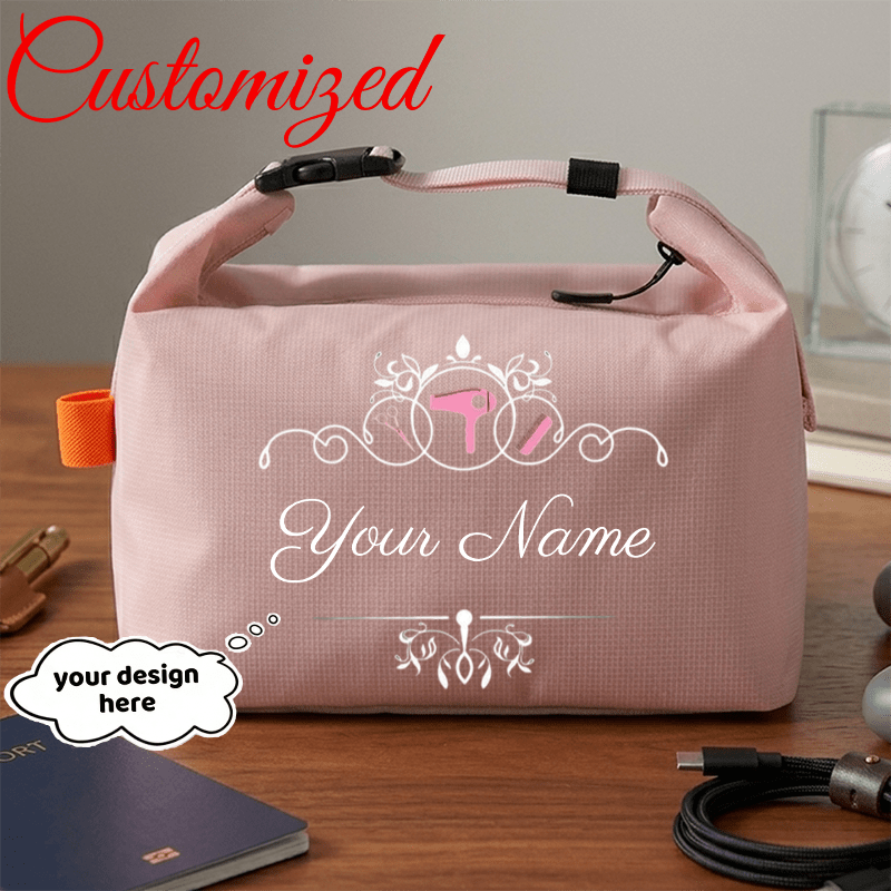 TEMU Personalized Hairdresser Handbag With Custom Name/initials/ - Adjustable Strap & Zipper Closure Suitable For Barbers, Hairstylists, Salon
