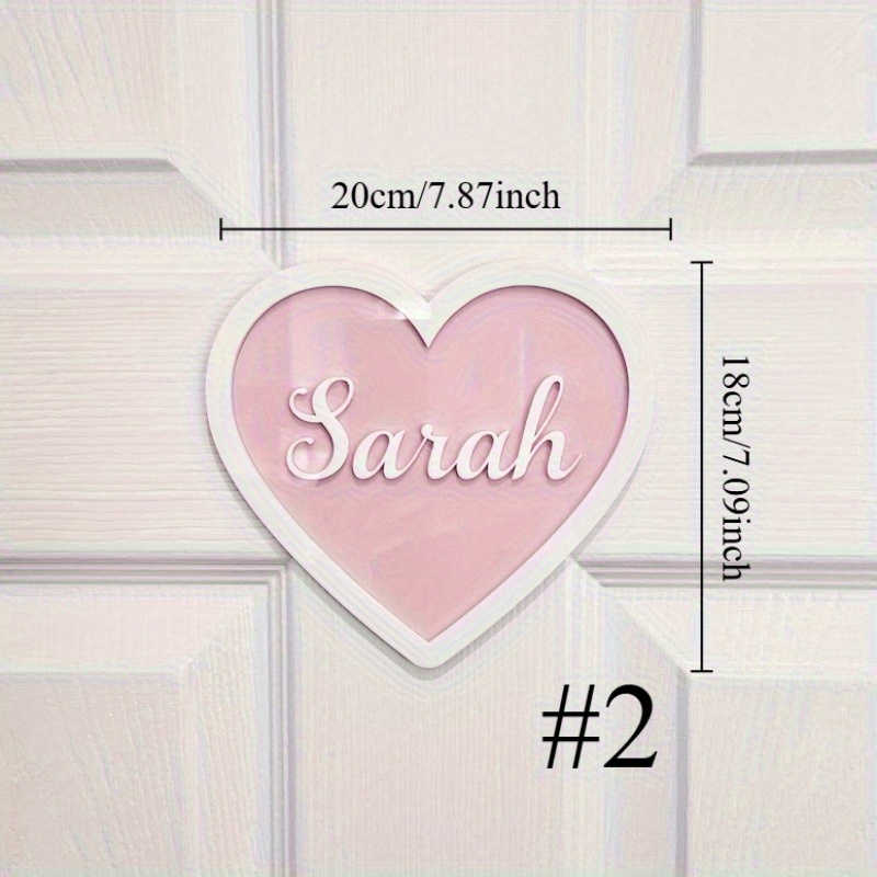 TEMU 2d Flat - [2d Flat] 2d Decorative Plaques For Walls, Custom Name Signs For, Acrylic Name Boards, Heart-shaped Bow Name Tags, Room Decor,