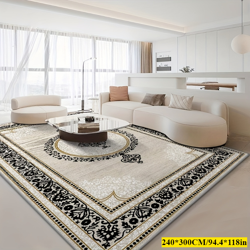 TEMU Extra Large Velvet Area Rug, 850g/mÂ², Washable Modern Carpet With Modern Geometric Pattern, Room Rug Exuding Temperament, Enhancing And Making