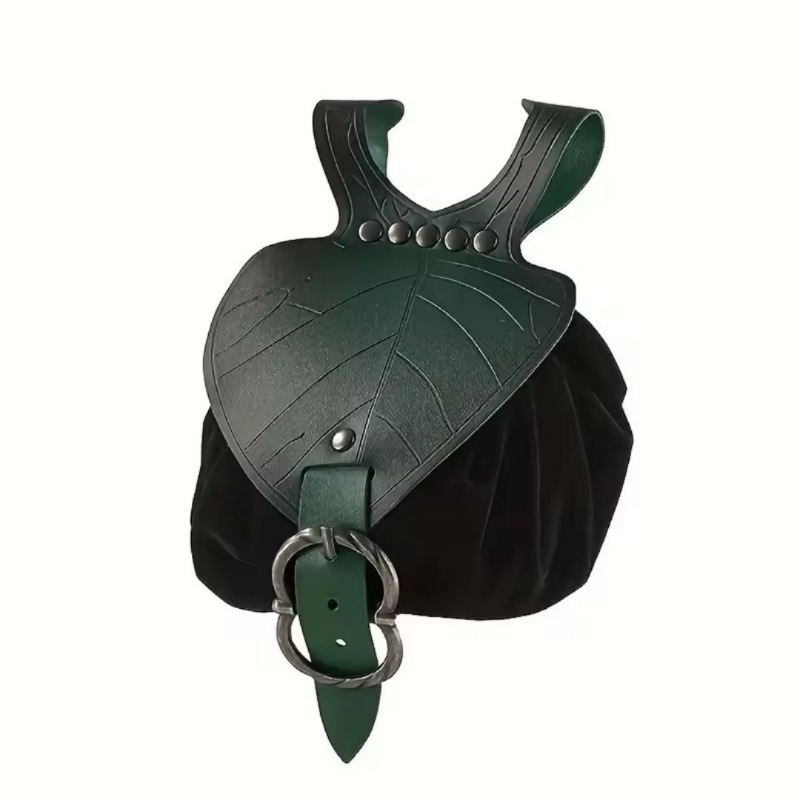TEMU Porte-monnaie de médiévale, sac de taille portable de feuille d'elfe avec cordon de serrage, adapté aux LARP, Ren Faire, festival , accessoires