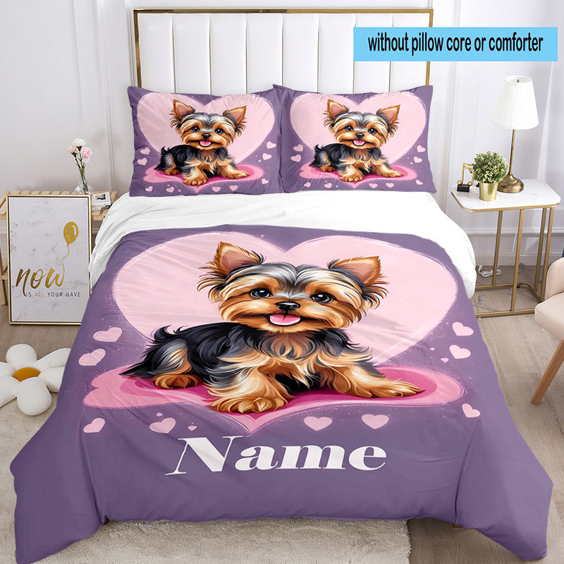 

3pcs Yorkshire Bedding Set, Name, , , , Tear-, Zip , , Washable, Includes 1 Duvet Cover & 2 Pillowcases